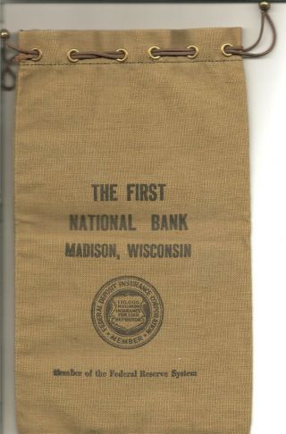 Vintage Bank Bag From The First National Bank Of Madison Wisconsin