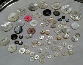 Vintage Mother Of Pearl Buttons - Carved Smalls,  Large Set,  Whistle,