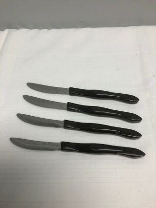 Set Of 4 Vintage Cutco 1759 Table Steak Knife Serrated Black Handle Knives