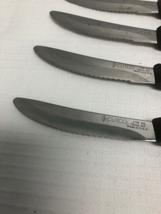 Set Of 4 Vintage Cutco 1759 Table Steak Knife Serrated Black Handle Knives 2