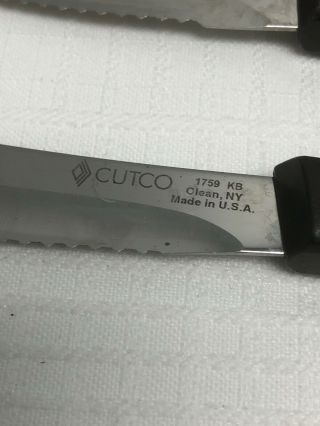 Set Of 4 Vintage Cutco 1759 Table Steak Knife Serrated Black Handle Knives 3