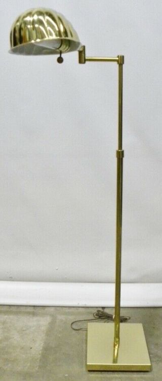 Vintage Brass 34 - 52 " Adjustable Jointed Swing Arm Shell Dome Pharmacy Lamp