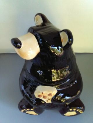 Big Sky Bearfoots Table Top Black Bear Cookie Jar By Jeff Flemings