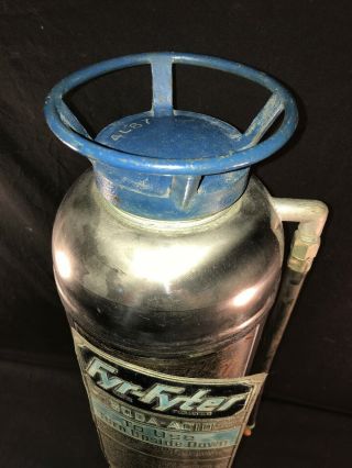 Vintage Fyr - Fyter Stainless Steel Soda - Acid Fire Extinguisher Empty 2.  5 Gallon 2