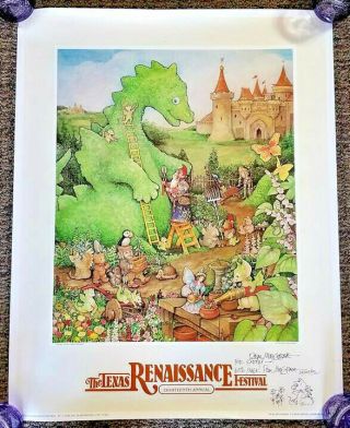 Real Musgrave Art Pocket Dragon Signed Texas Renaissance Festival 1992 Poster