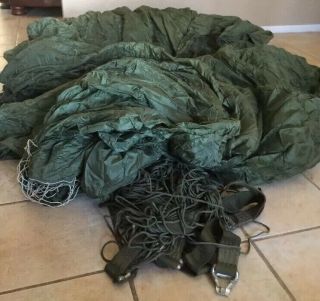 Us Military Army Parachute With Harness And Bag