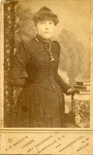 19th Century Cdv Photo Miss Woods By A F Baker Blackville Sc & Hendersonville Nc