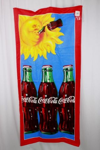 Rare Vintage 1997 Coke Coca - Cola Sun Bottles Beach Bath Swim Towel 58 " X 29 "