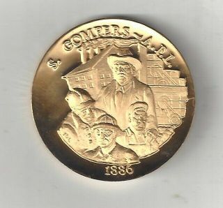 S.  Gompers Afl - Cio Labor Trade Union 24k Gold Bronze Longines Medal Coin A.  F.  L.