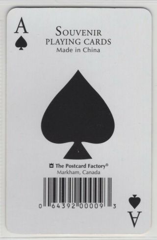 1 Single Swap Playing Card; Ace Of Spades; The Postcard Factory
