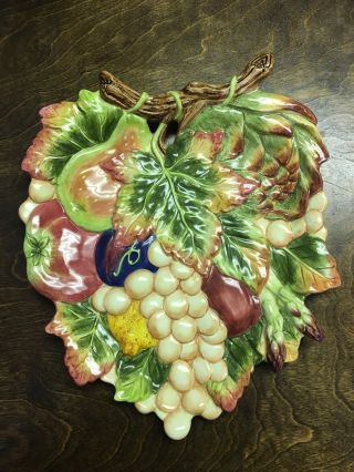 Fitz And Floyd Classics Autumn Leaves Grapes Fruit Plate Platter