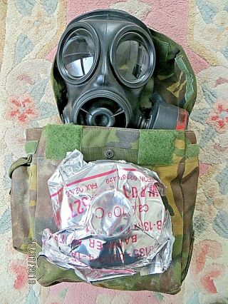 British Army S10 Gas Mask Size 2,  2 Filters (1 Foil Wrapped) & Good Haversack