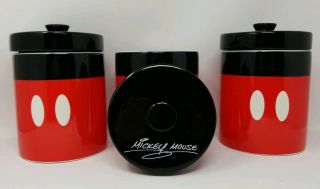 Disney Parks Signature Mickey Mouse Canister Cookie Jar Ceramic Set Of 3