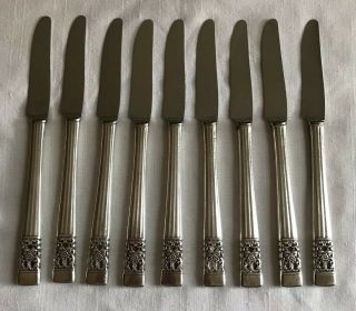 Oneida Community Plate Coronation Pattern Set Of 9 Grille Knives Silver Plate