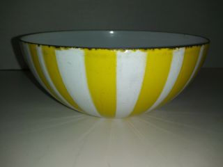 Vintage Mid Century Cathrineholm Yellow Striped 5 1/2 " Enamel Bowl