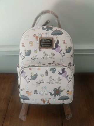 Loungefly Disney Aristocats Allover Print Marie Pink Mini Backpack Bag Nwt