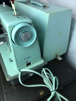 Heavy Duty Vtg Singer Sewing Machine 338 Turquoise Blue Uses Cams 2