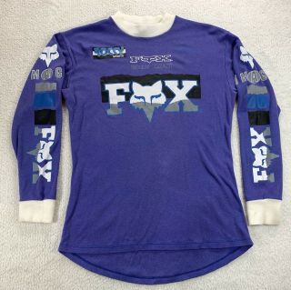 Vtg 80s 90s Fox Racing Motocross Motorcycle Mx Jersey Purple Mens Medium / Large