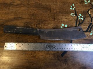 Vintage " Old - File " Hand - Made Meat Cleaver 13.  5 " Long With 7.  5 " Blade