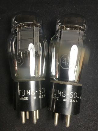 Great Pair Tung Sol 45 Amplifier Vacuum Tubes Vintage Nos G.  6817