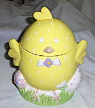 Ceramic Cookie Jar Egg Shaped Yellow Chicken By K Mart