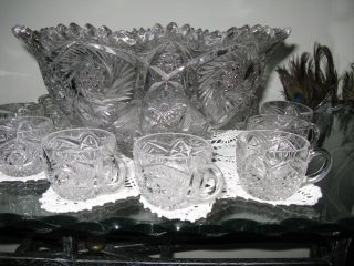Imperial Glass Vintage Punch Bowl With 11 Cups