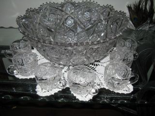 Imperial Glass Vintage Punch Bowl with 11 Cups 3