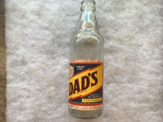 Dad’s Root Beer 1954 Paper Label,  No Deposit Bottle