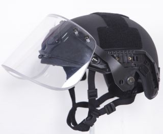 Bulletproof Face Mask Visor For Helmets With Sides Rails - Full Face Protection - -