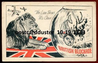 1333 - Ww2 1940s Anti Nazi Propaganda.  British Flag.  Hitler - Fish In Bowl.  Lion