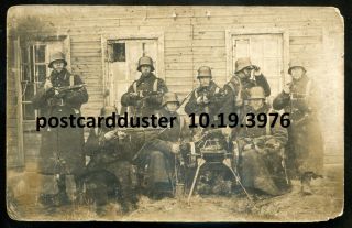 3976 - Latvia Jelgava 1920 Military Soldiers Machine Gun.  Real Photo Postcard