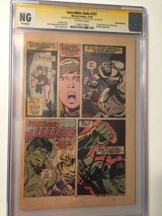 Incredible Hulk 181 Signed By Stan Lee 14th Page 1st Full App.  Wolverine