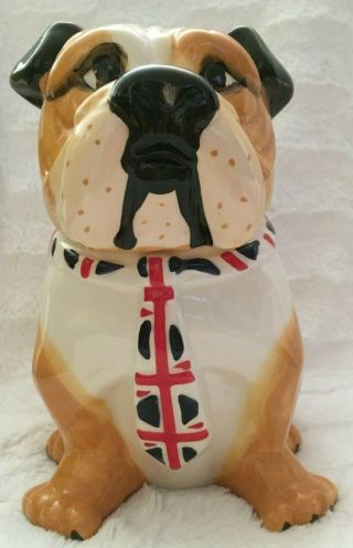English Bulldog British Dog Uk Union Jack Flag Tie Kitchen Ceramic Cookie Jar