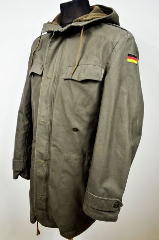 Authentic German Army Olive Parka Military Coat Jacket Fur Lining Winter Flag