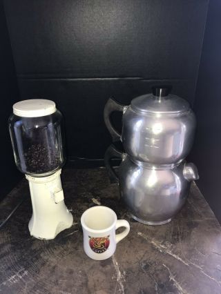 Vtg West Bend Aluminum Kwik Drip Dripolater Coffee Pot 18 Cup Double Handles Usa