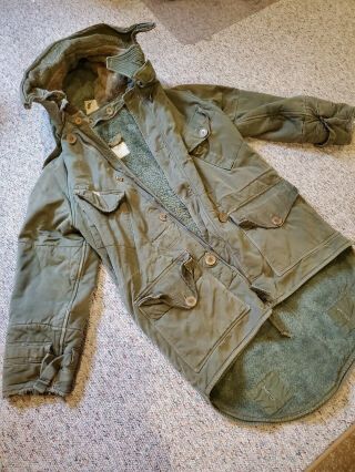 British Military Middle Medium Parka,  1953,  Size 7 - 8 Patched