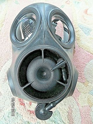 2005 BRITISH ARMY FM12 GAS MASK SIZE 2,  DOUBLE FILTERS & HAVERSACK 3
