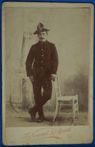 Cabinet Photo Man Name Sista Judy Military Uniform Nonpareil Art Studio 1890s