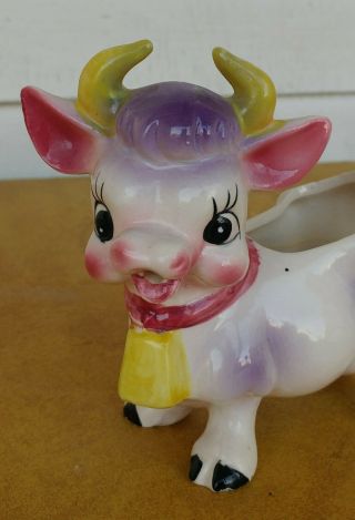 Supercute Purple Pink And White Cow Vintage Ceramic Creamer Retro Farmhouse
