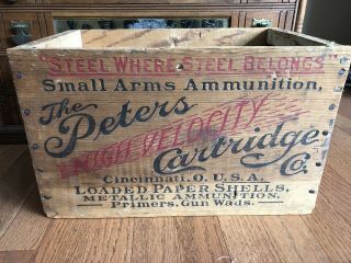 Vintage Peters Cartridge Wooden Crate/ Box 12 Gauge Shot Shell 2