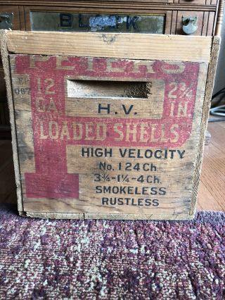 Vintage Peters Cartridge Wooden Crate/ Box 12 Gauge Shot Shell 3