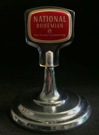 Vtg National Bohemian From The Land Of Pleasant Living Beer Pull Mounted