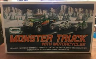 2007 Hess " Monster Truck With Motorcycles " - Never Been Out Of Box