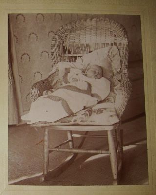 Post Mortem Cabinet Photo Of A Darling Dead Baby Wrapped In Bunting With Sash