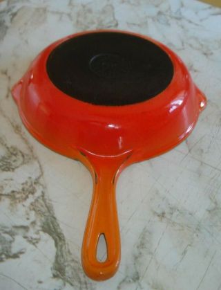 Le Creuset Cast Iron Flame Orange Enamel 20 Skillet Frying Pan Double Spout