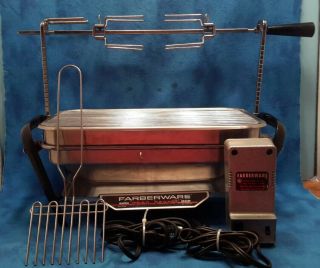 Vintage Farberware Open Hearth Broiler Rotisserie Grill Model 454