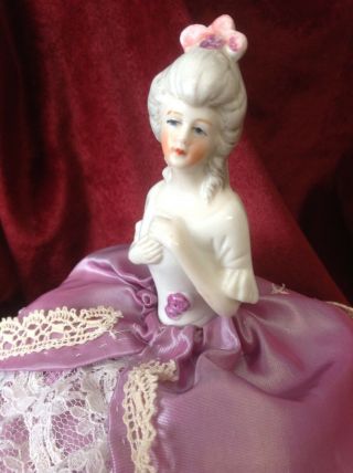German Made Half Doll With Feathers In Her Hair 6 " On Cushion