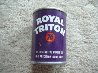 Union 76 Motor Oil Royal Triton Vintage Purple Metal Promotional Oil Can Bank Ex