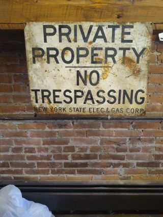 Vintage No Trespassing Sign N.  Y.  State Electric And Gas
