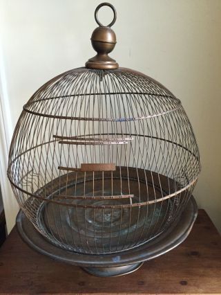 Vintage Brass Hendryx Bird Cage Large Rare Spherical Shape